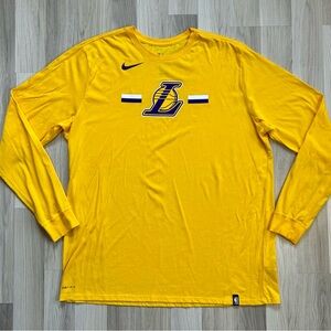 Los Angeles LA Lakers Nike Dri Fit Long Sleeve Shirt Mens Size 3XLT